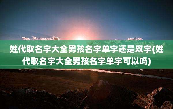 姓代取名字大全男孩名字单字还是双字(姓代取名字大全男孩名字单字可以吗)