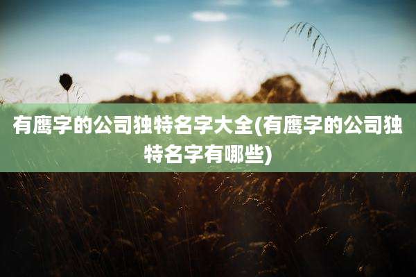 有鹰字的公司独特名字大全(有鹰字的公司独特名字有哪些)