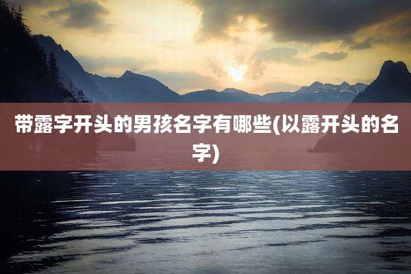 带露字开头的男孩名字有哪些(以露开头的名字)
