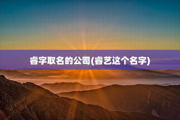 睿字取名的公司(睿艺这个名字)