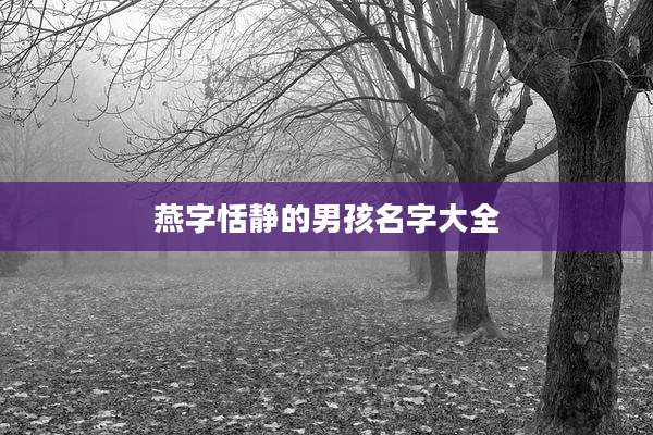 燕字恬静的男孩名字大全