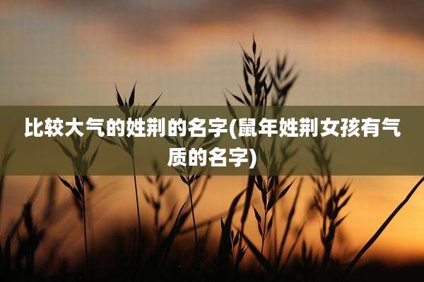 比较大气的姓荆的名字(鼠年姓荆女孩有气质的名字)