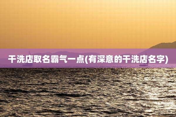 干洗店取名霸气一点(有深意的干洗店名字)