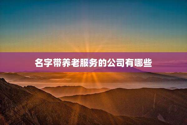 名字带养老服务的公司有哪些