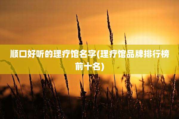 顺口好听的理疗馆名字(理疗馆品牌排行榜前十名)