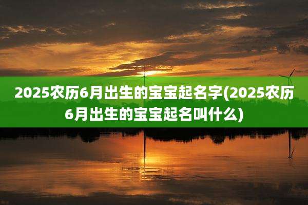 2025农历6月出生的宝宝起名字(2025农历6月出生的宝宝起名叫什么)