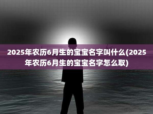2025年农历6月生的宝宝名字叫什么(2025年农历6月生的宝宝名字怎么取)