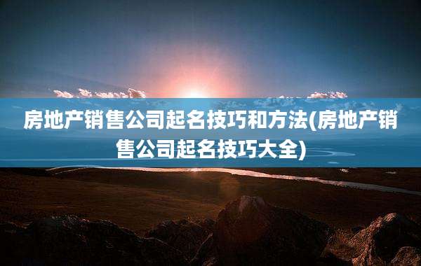 房地产销售公司起名技巧和方法(房地产销售公司起名技巧大全)