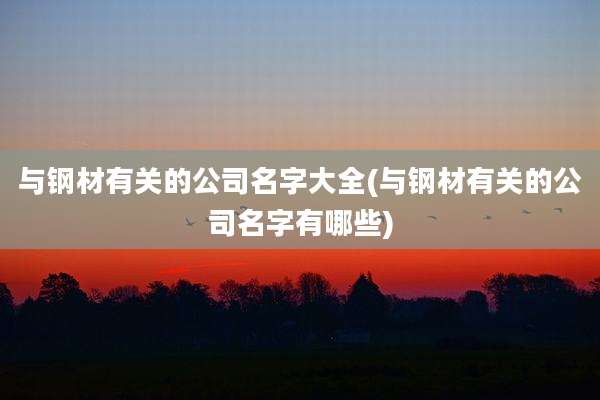 与钢材有关的公司名字大全(与钢材有关的公司名字有哪些)