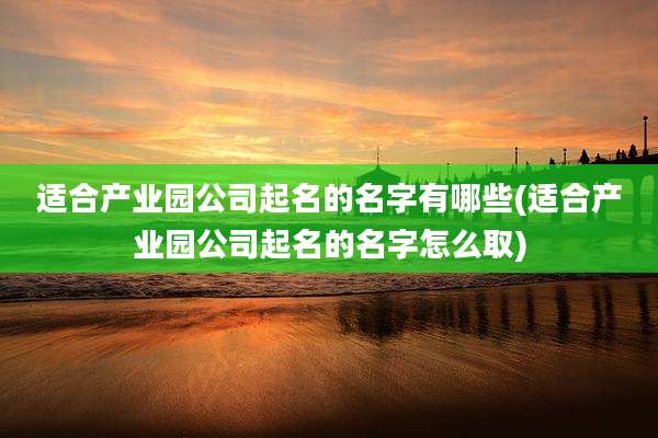 适合产业园公司起名的名字有哪些(适合产业园公司起名的名字怎么取)