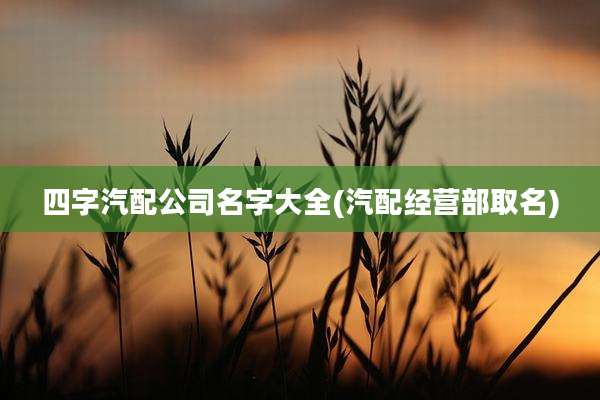 四字汽配公司名字大全(汽配经营部取名)