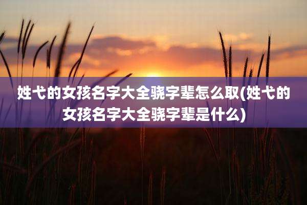 姓弋的女孩名字大全骁字辈怎么取(姓弋的女孩名字大全骁字辈是什么)