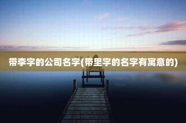 带李字的公司名字(带里字的名字有寓意的)