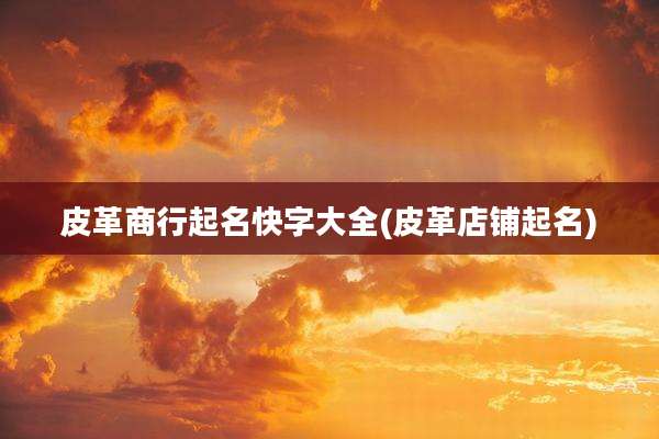 皮革商行起名快字大全(皮革店铺起名)