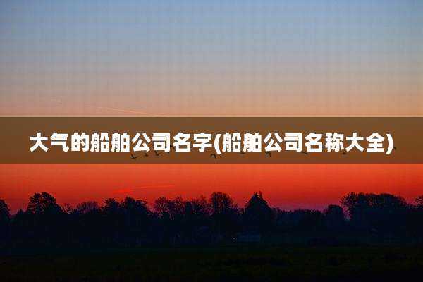 大气的船舶公司名字(船舶公司名称大全)