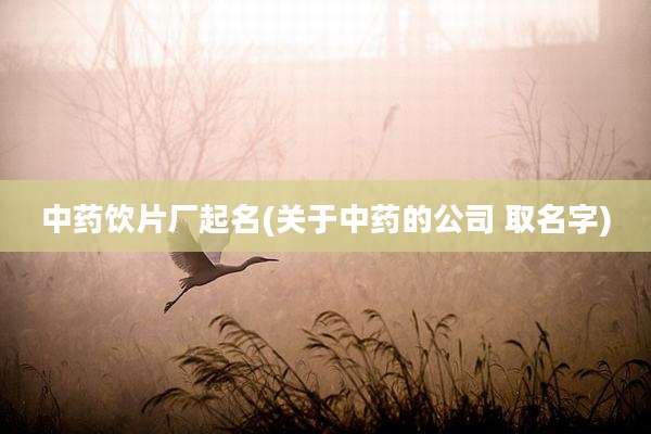中药饮片厂起名(关于中药的公司 取名字)