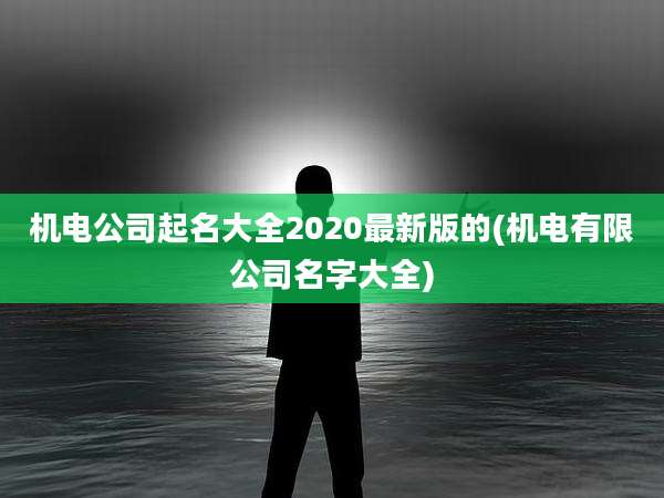 机电公司起名大全2020最新版的(机电有限公司名字大全)