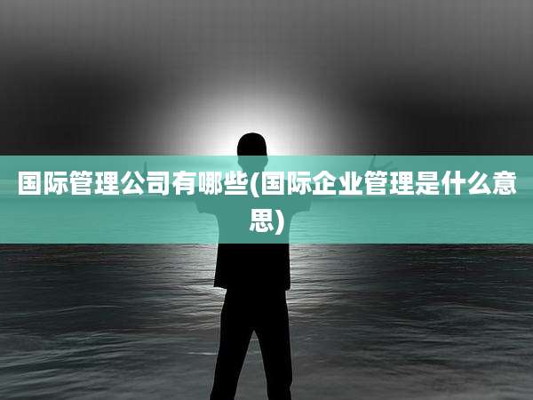 国际管理公司有哪些(国际企业管理是什么意思)