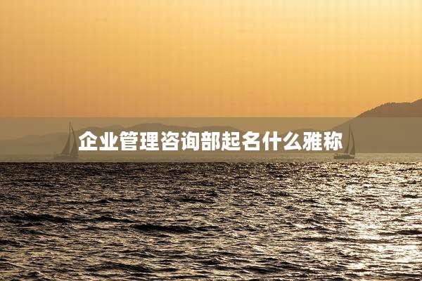 企业管理咨询部起名什么雅称