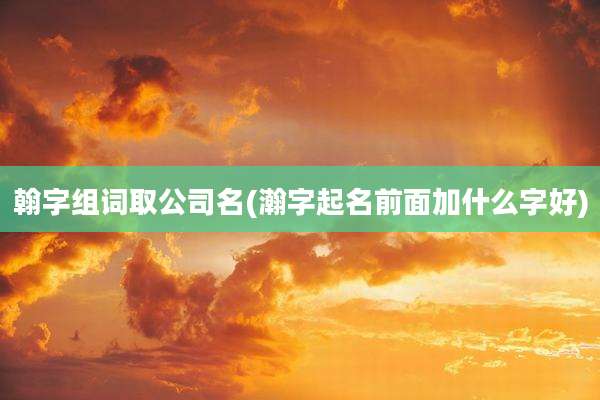 翰字组词取公司名(瀚字起名前面加什么字好)