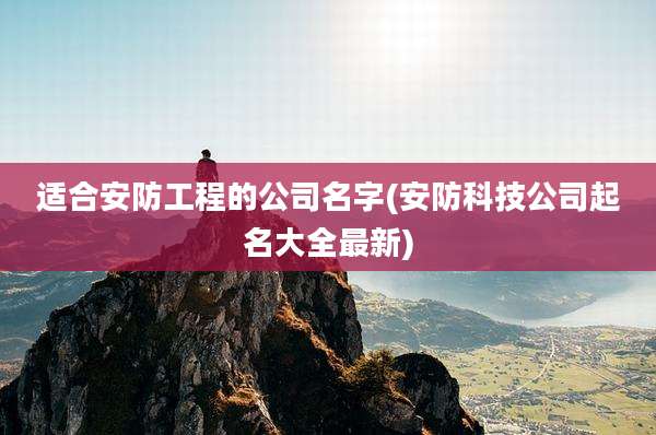 适合安防工程的公司名字(安防科技公司起名大全最新)