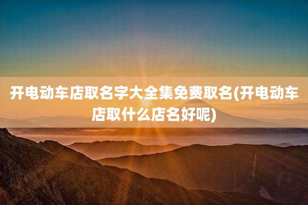 开电动车店取名字大全集免费取名(开电动车店取什么店名好呢)