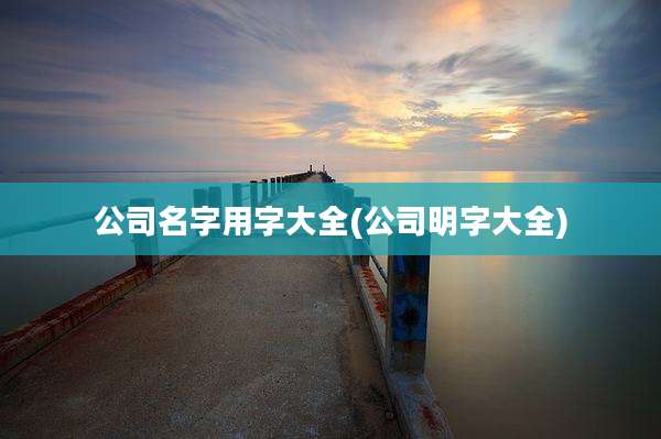 公司名字用字大全(公司明字大全)