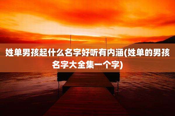 姓单男孩起什么名字好听有内涵(姓单的男孩名字大全集一个字)