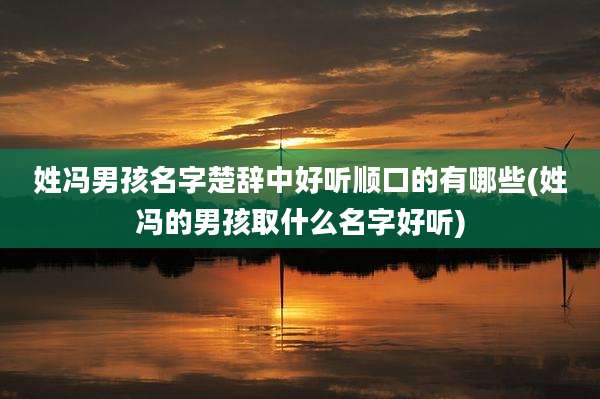 姓冯男孩名字楚辞中好听顺口的有哪些(姓冯的男孩取什么名字好听)