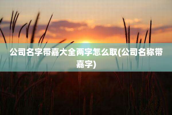 公司名字带嘉大全两字怎么取(公司名称带嘉字)