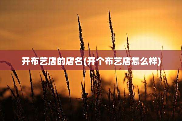 开布艺店的店名(开个布艺店怎么样)