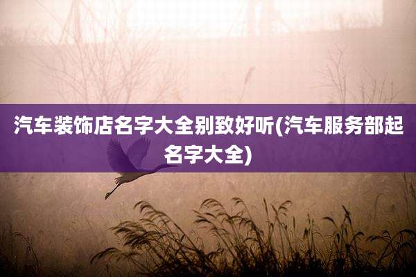 汽车装饰店名字大全别致好听(汽车服务部起名字大全)