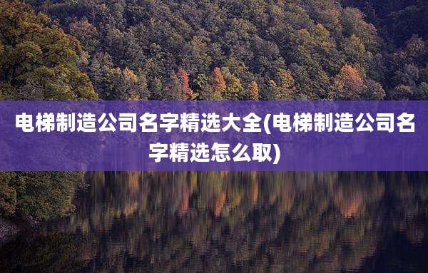 电梯制造公司名字精选大全(电梯制造公司名字精选怎么取)