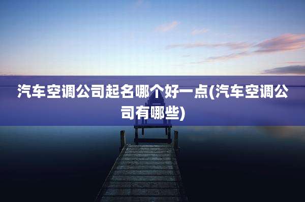 汽车空调公司起名哪个好一点(汽车空调公司有哪些)