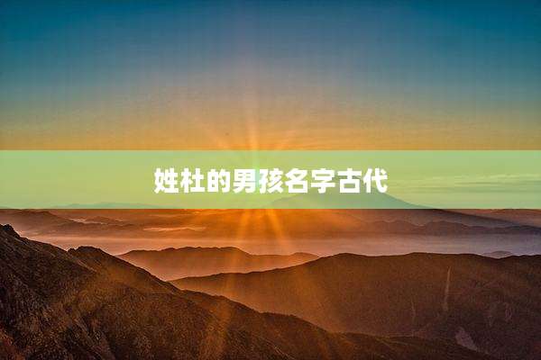 姓杜的男孩名字古代