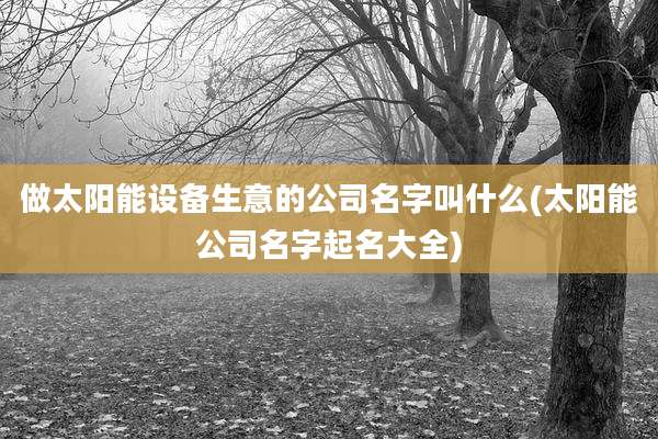 做太阳能设备生意的公司名字叫什么(太阳能公司名字起名大全)
