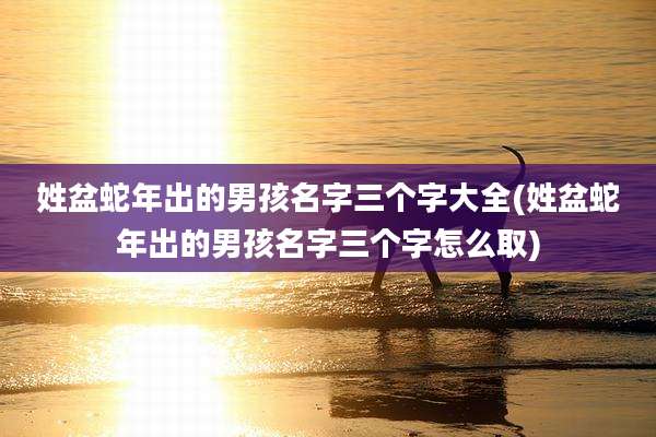 姓盆蛇年出的男孩名字三个字大全(姓盆蛇年出的男孩名字三个字怎么取)