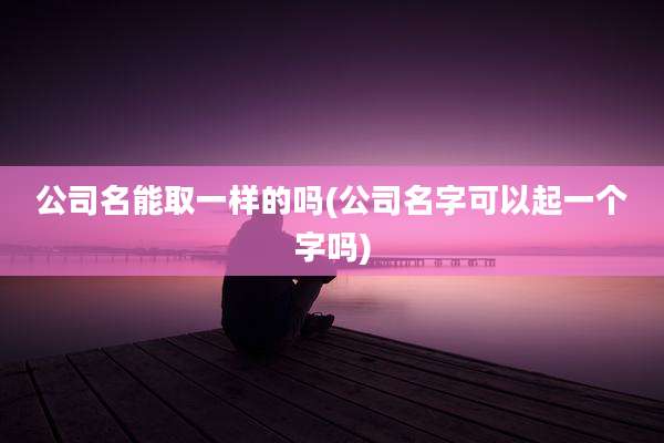 公司名能取一样的吗(公司名字可以起一个字吗)