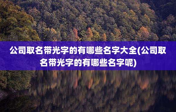 公司取名带光字的有哪些名字大全(公司取名带光字的有哪些名字呢)