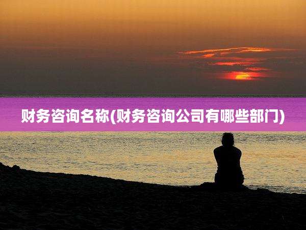 财务咨询名称(财务咨询公司有哪些部门)