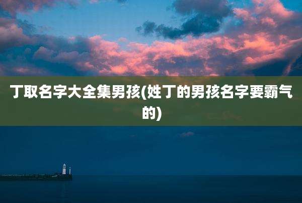 丁取名字大全集男孩(姓丁的男孩名字要霸气的)