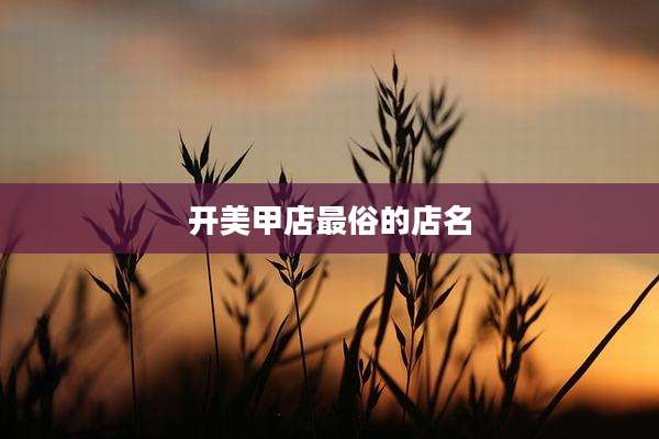 开美甲店最俗的店名