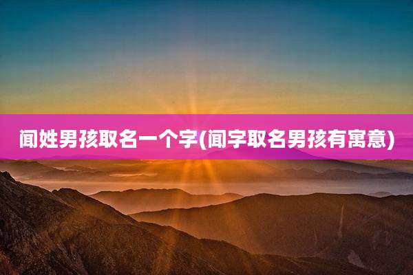 闻姓男孩取名一个字(闻字取名男孩有寓意)
