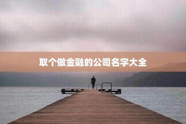 取个做金融的公司名字大全