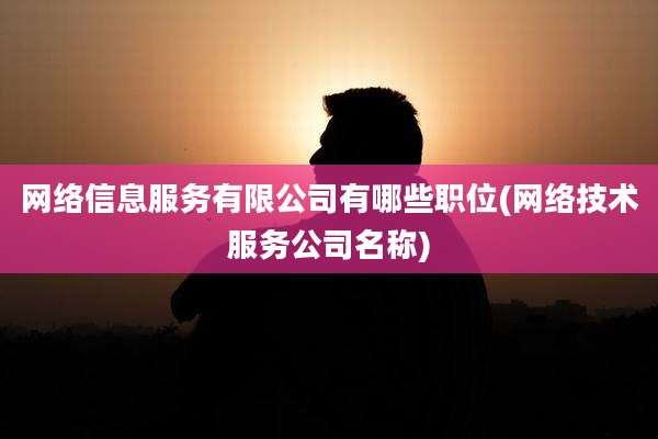 网络信息服务有限公司有哪些职位(网络技术服务公司名称)