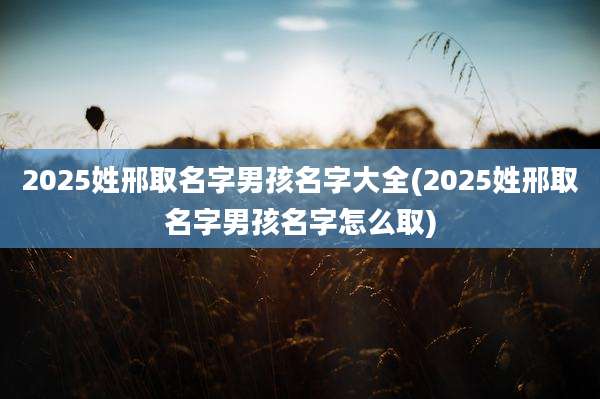 2025姓邢取名字男孩名字大全(2025姓邢取名字男孩名字怎么取)