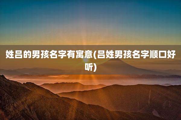 姓吕的男孩名字有寓意(吕姓男孩名字顺口好听)