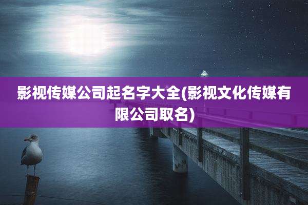 影视传媒公司起名字大全(影视文化传媒有限公司取名)