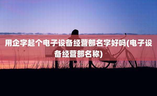 用企字起个电子设备经营部名字好吗(电子设备经营部名称)