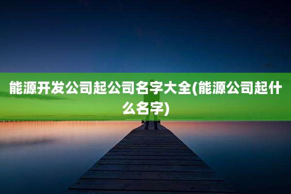 能源开发公司起公司名字大全(能源公司起什么名字)